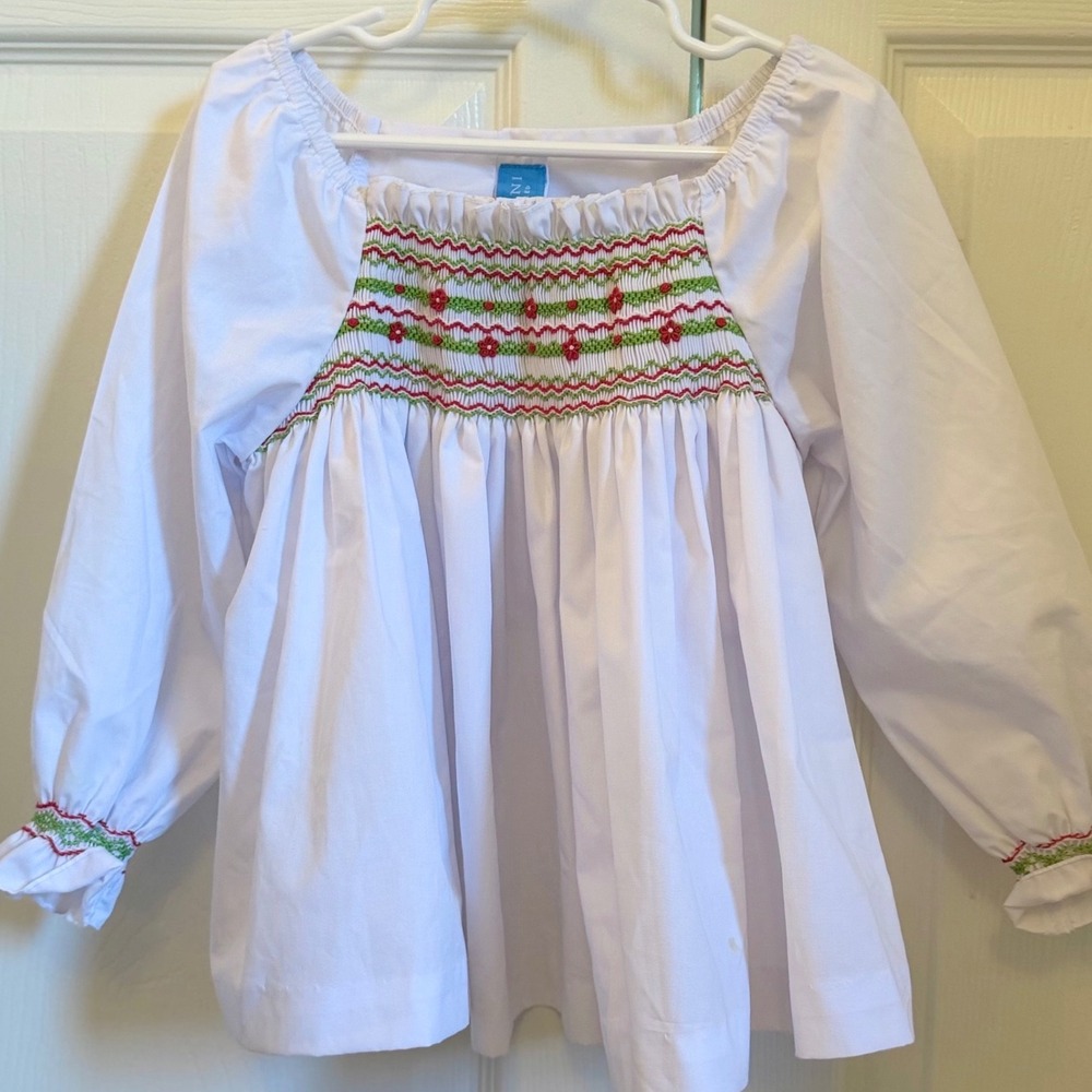 EUC Anavini girls smocked top size 6